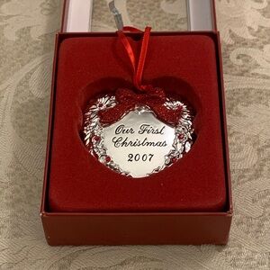 Reed & Barton Silver and Red Heart Ornament